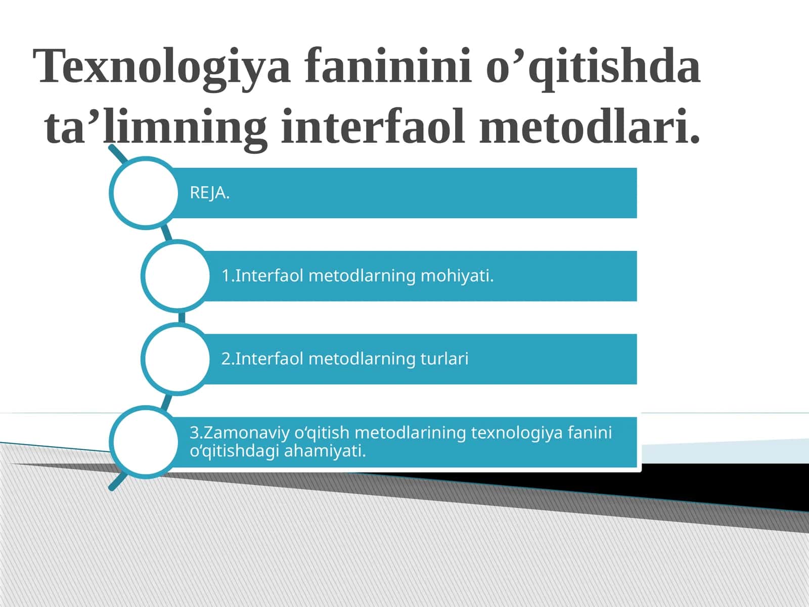 Texnologiya fanini o'qitishda ta'limning interfaol metodlari