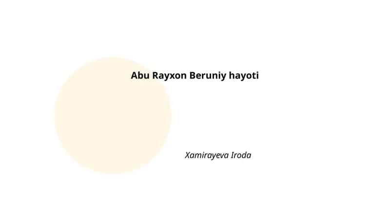 Abu Rayxon Beruniy hayoti