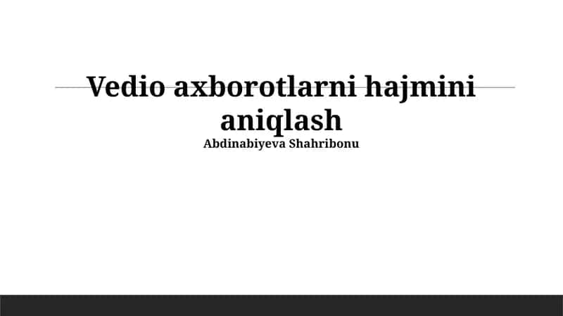 Video Hajmini Hisoblash Misollari