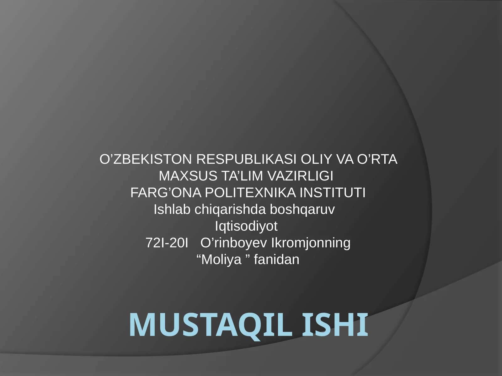 Moliyaviy Hisobotlar va Rejalashtirish