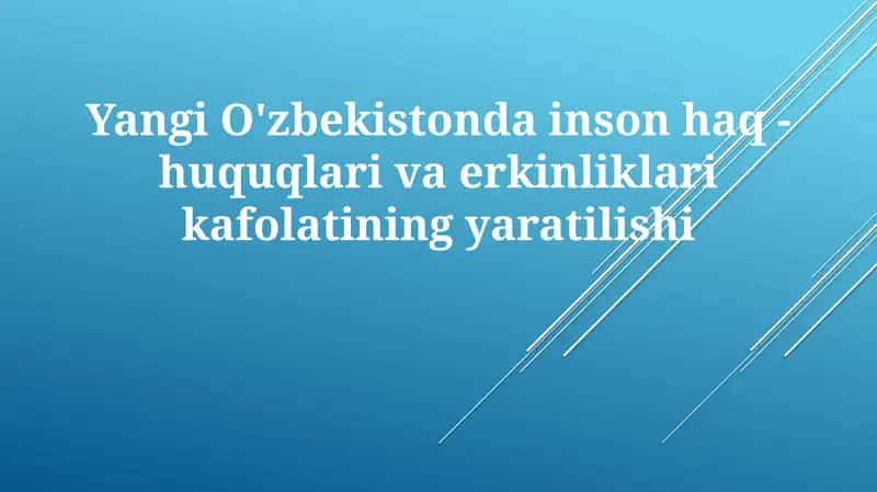 Yangi O'zbekiston dainson-haqq-huquqlari va erkinliklari kafolatining yaratilishi