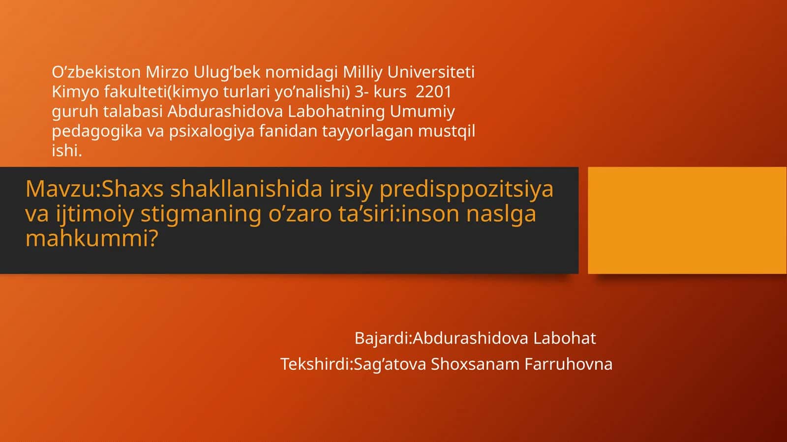 Shaxsshakllanishi Dairsiy Predispozitsiyasi