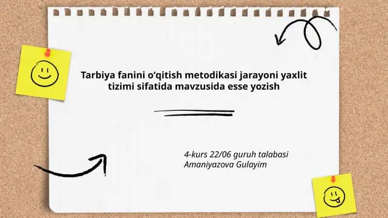 Tarbiya fanini oʻqitish metodikasi jarayoni yaxlit tizimi sifatida