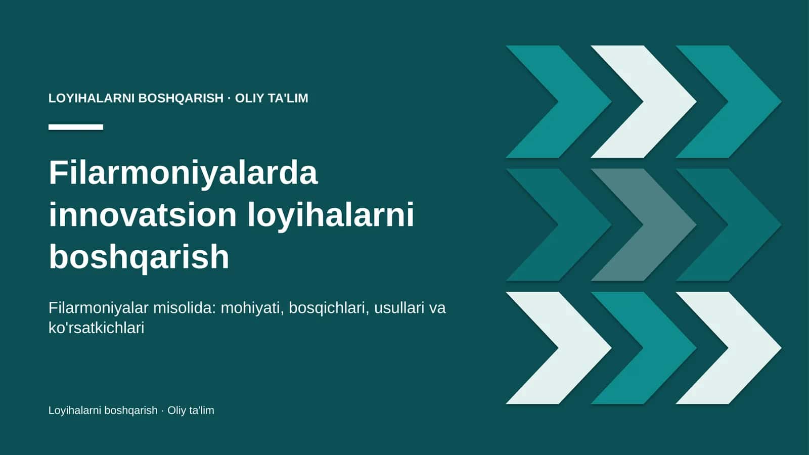 Filarmoniyalarda innovatsion loyihalarni boshqarish