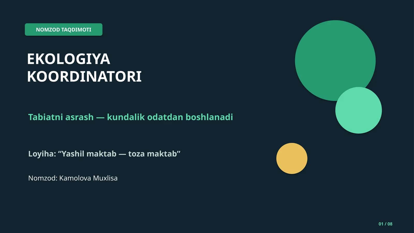 NOMZOD TAQDIMOTI EKOLOGIYA KOORDINATORI