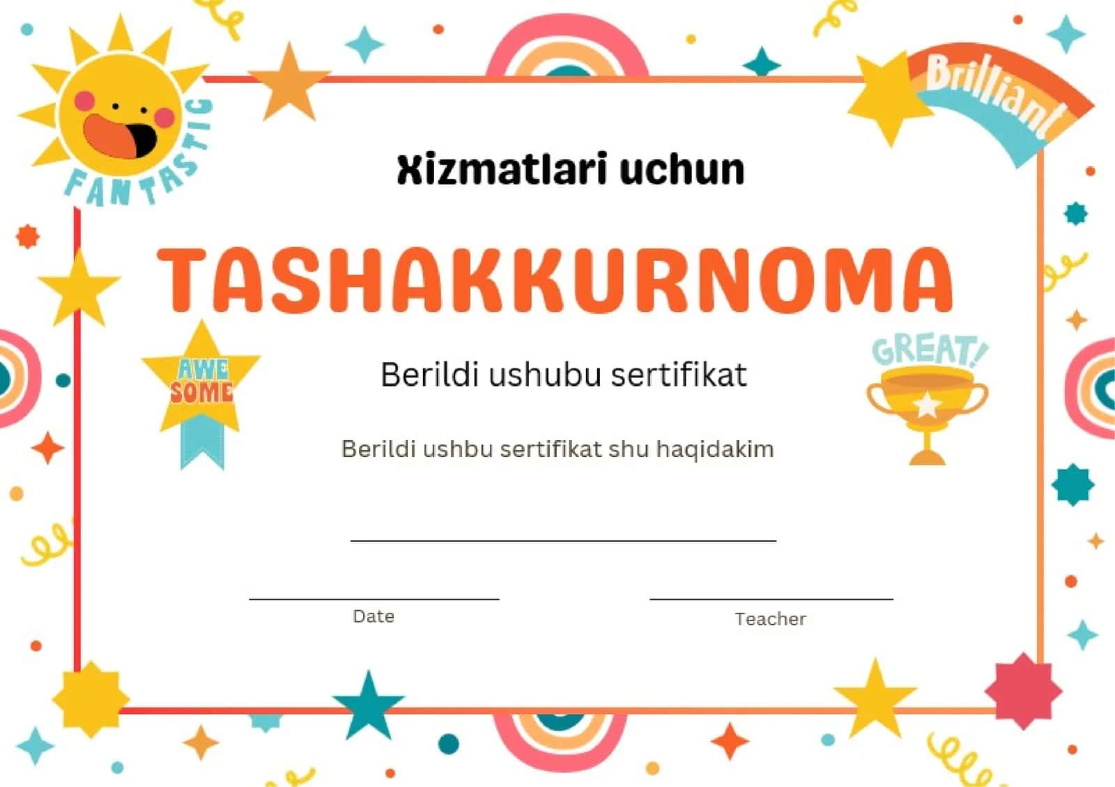 TASHAKKURNOMA