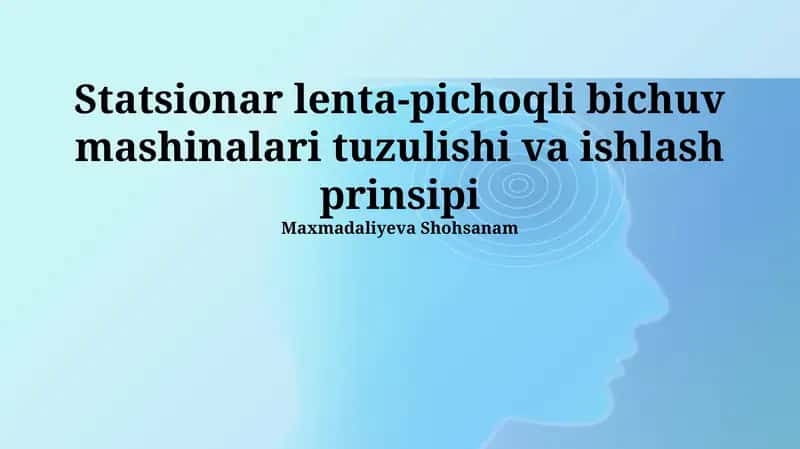 Statsionar Belbog'li Tikuv Mashinasining Tuzuilishi