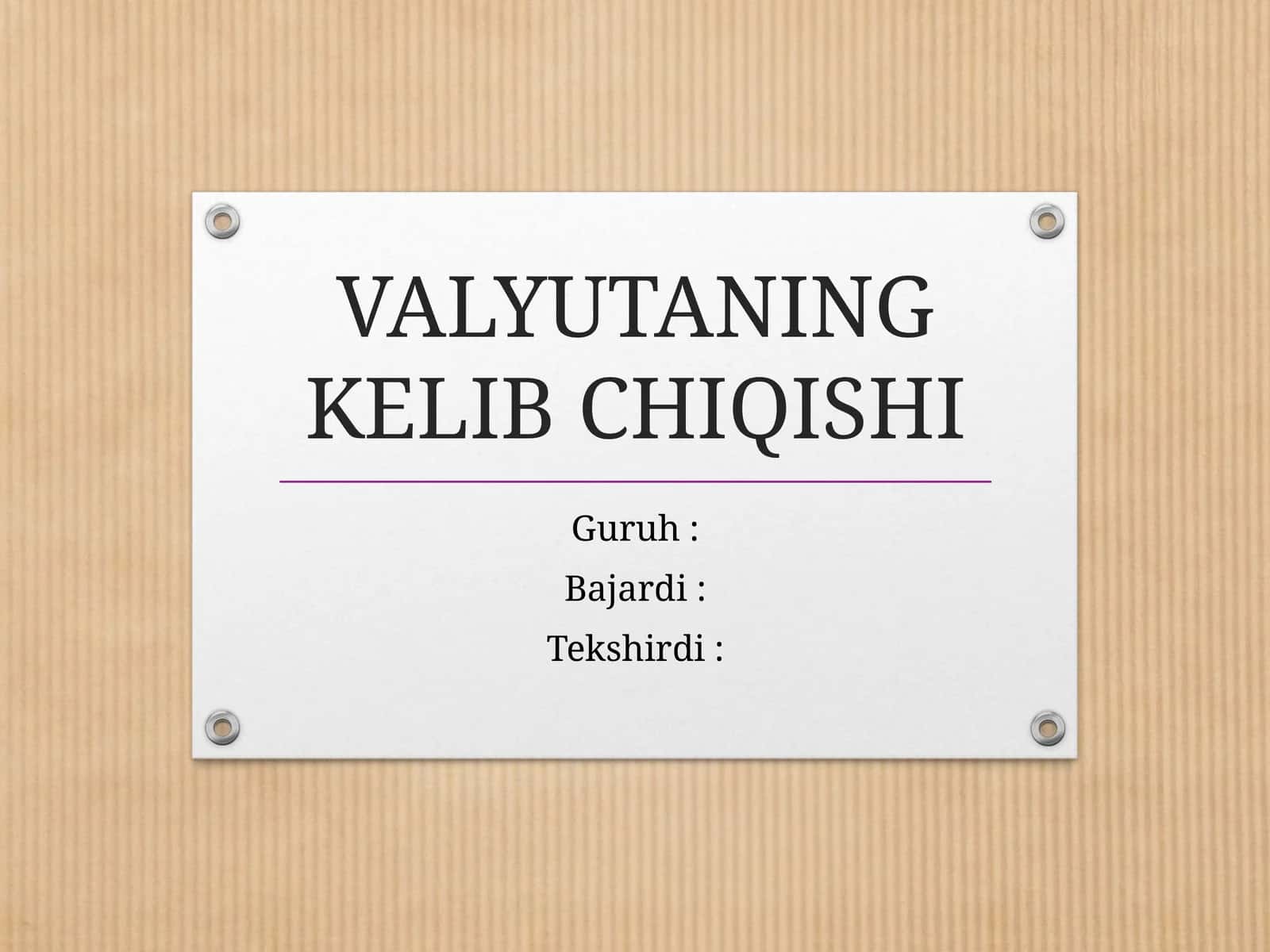 Valyutaning Kelib Chiqishi