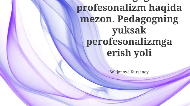 Pedagogik Professionalizm Mezonlari