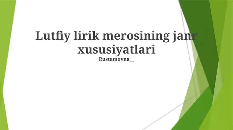 Lutfiy lirik merosining janr xususiyatlari
