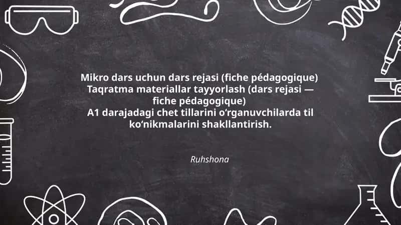 Mikro dars uchun dars rejasi (fiche pédagogique)