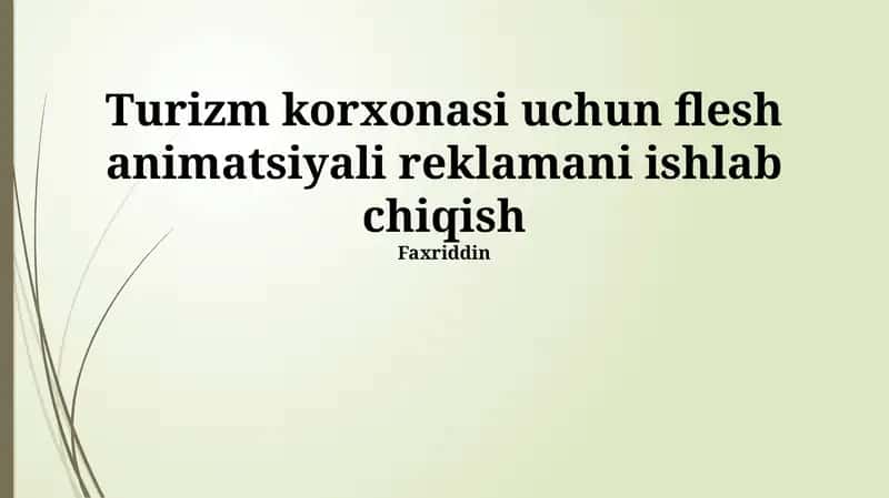 Reklama Uchun Flash Animatsiyani Ishlab Chiqish