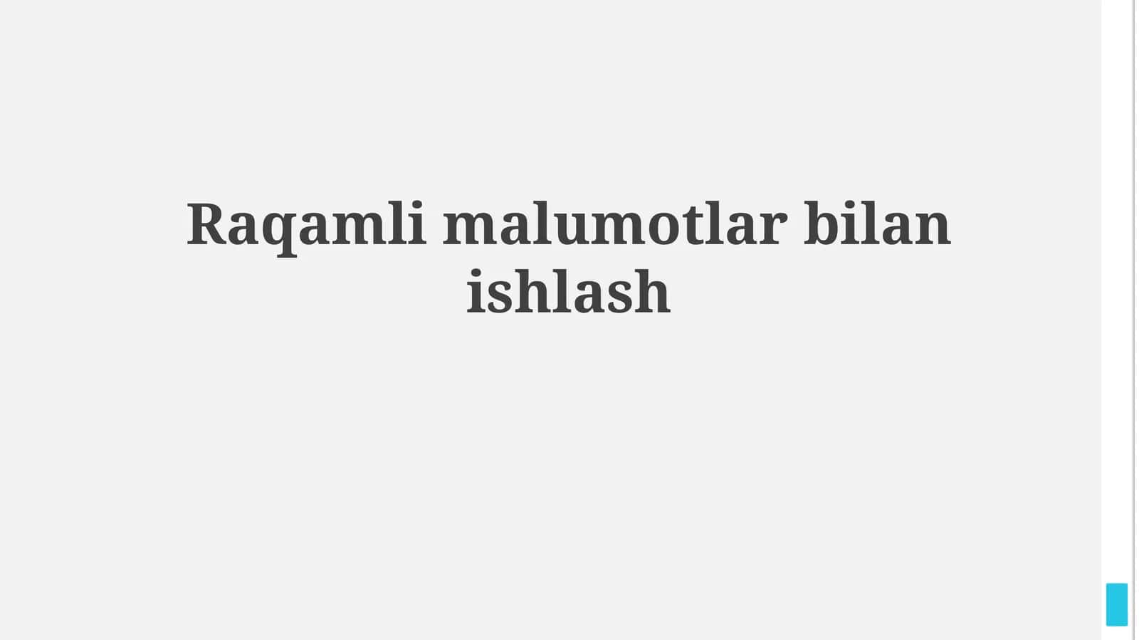 Raqamli ma'lumotlar bilan ishlash asoslari