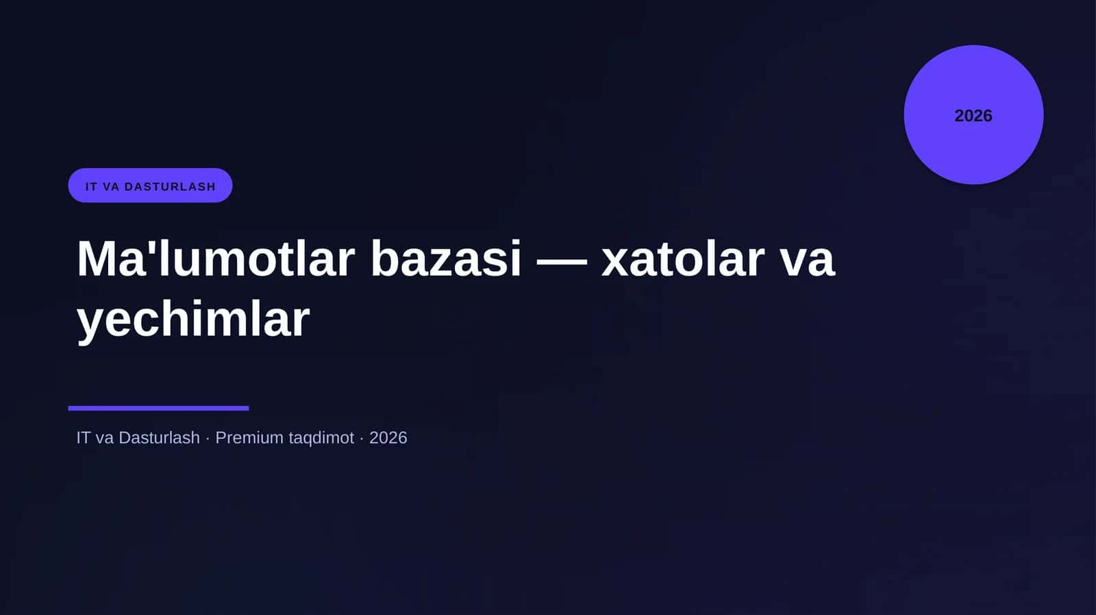 Ma'lumotlar bazasi — xatolar va yechimlar