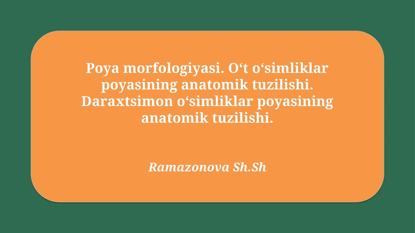 Poya morfologiyasi. O‘t o‘simliklar poyasining anatomik tuzilishi