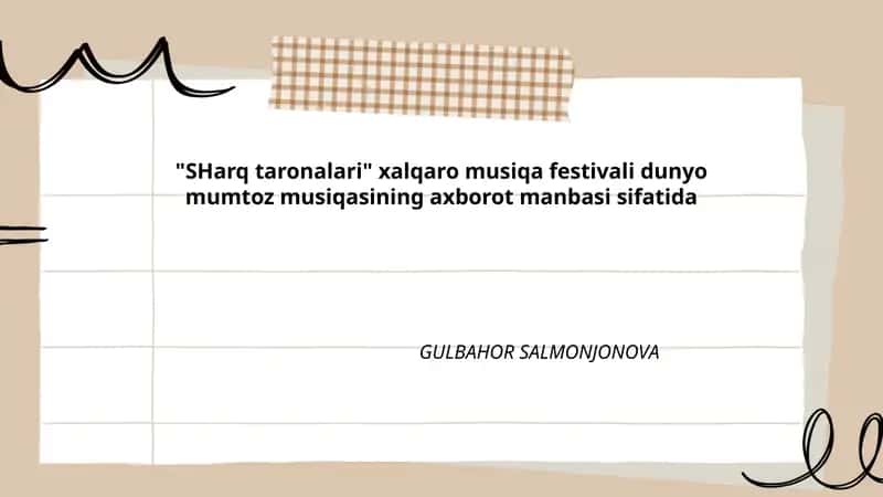 SHarq taronalari xalqaro musiqa festivali