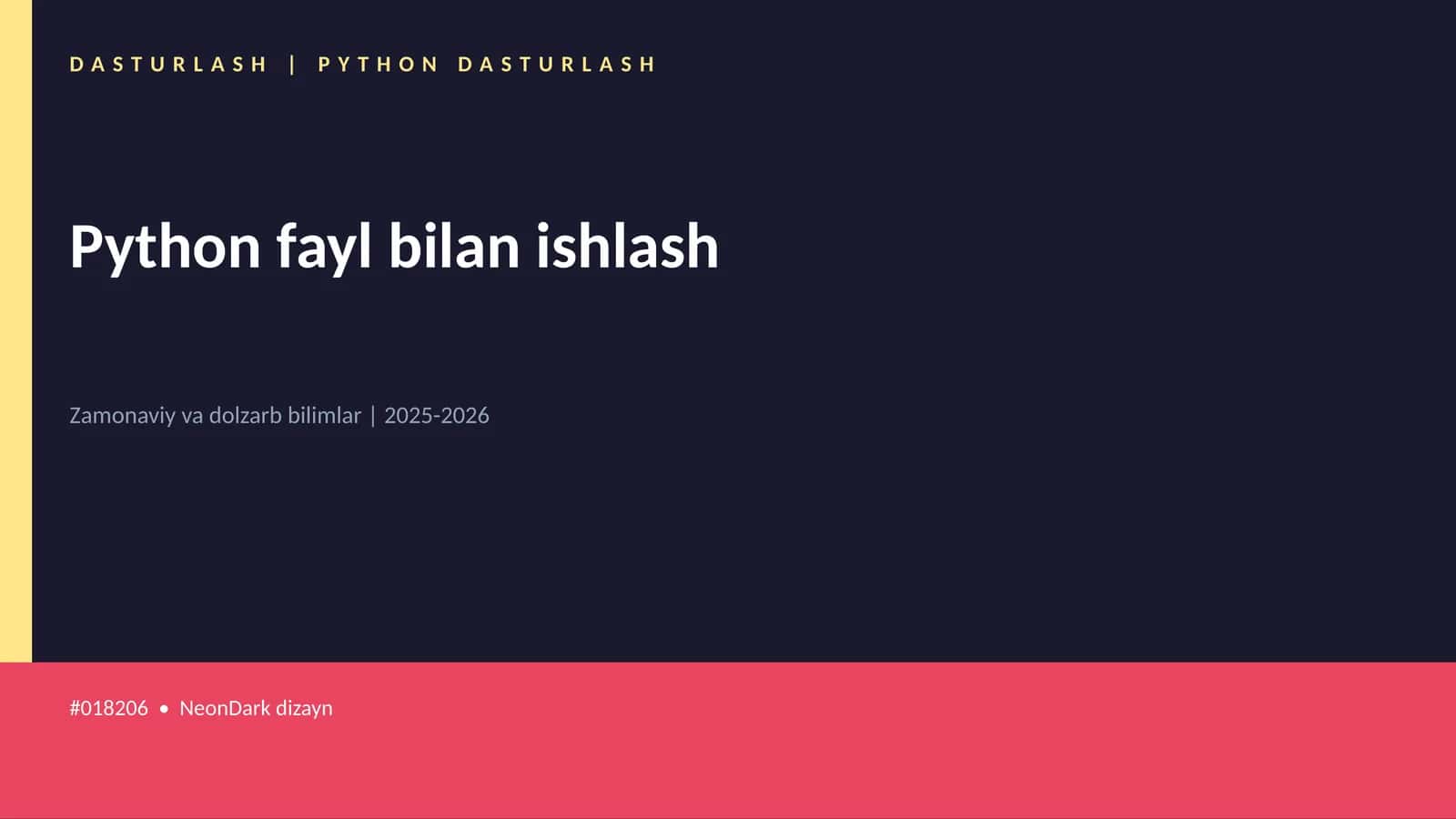 DASTURLASH | PYTHON DASTURLASH