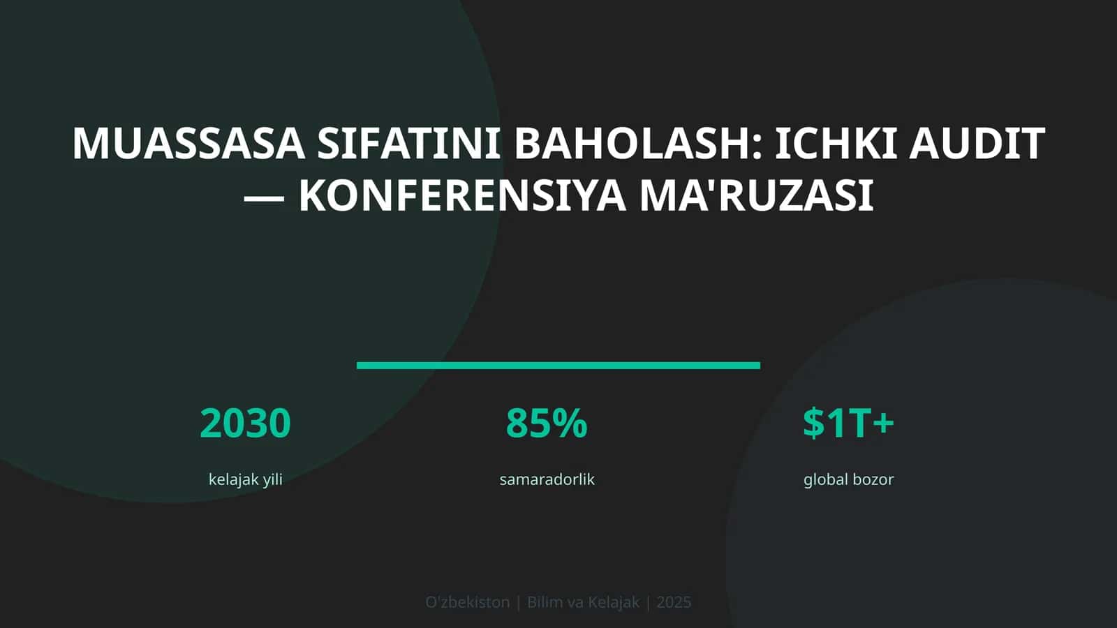 Muassasa sifatini baholash: ichki audit — konferensiya ma'ruzasi