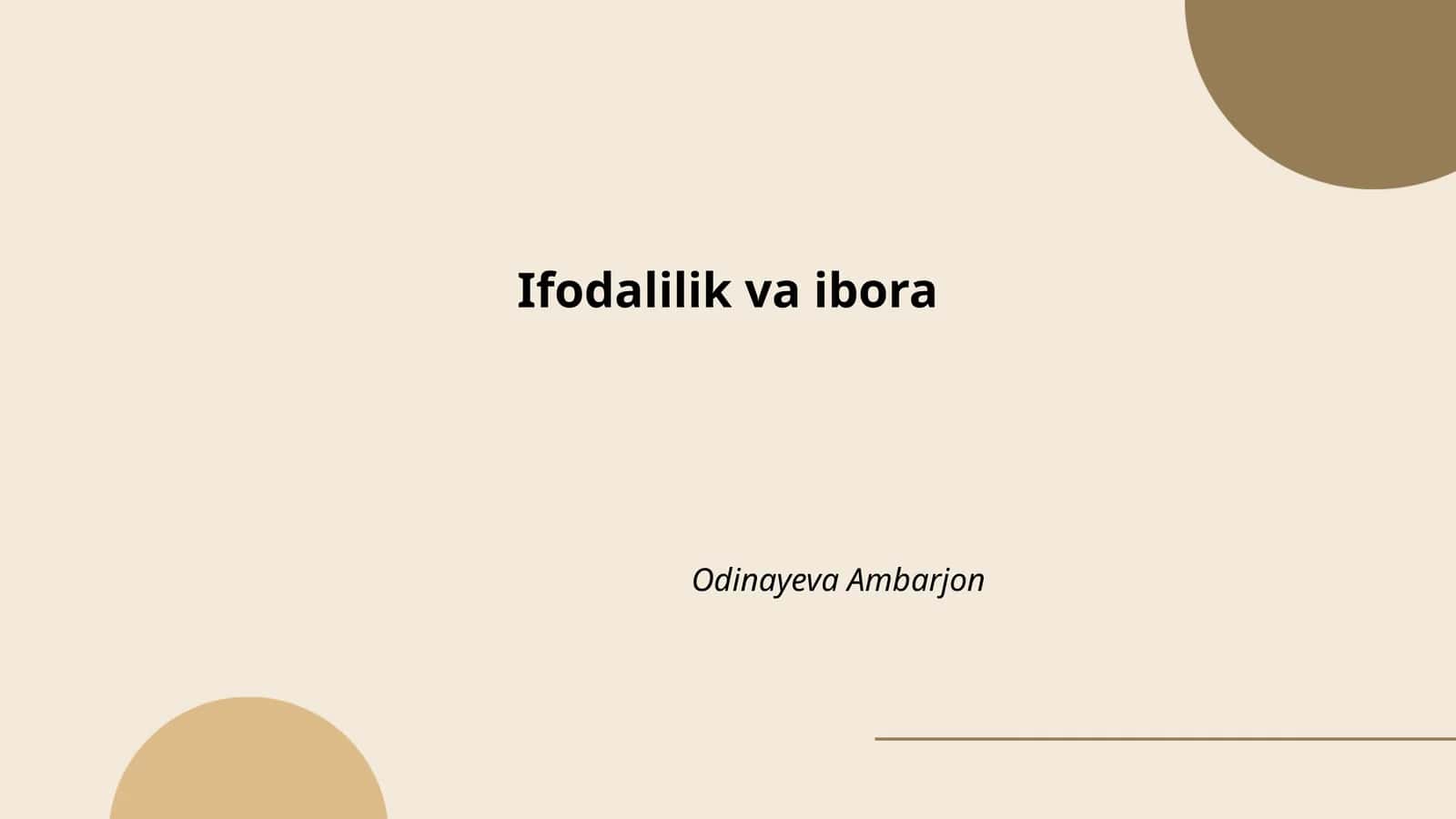 Ifodalilik va ibora