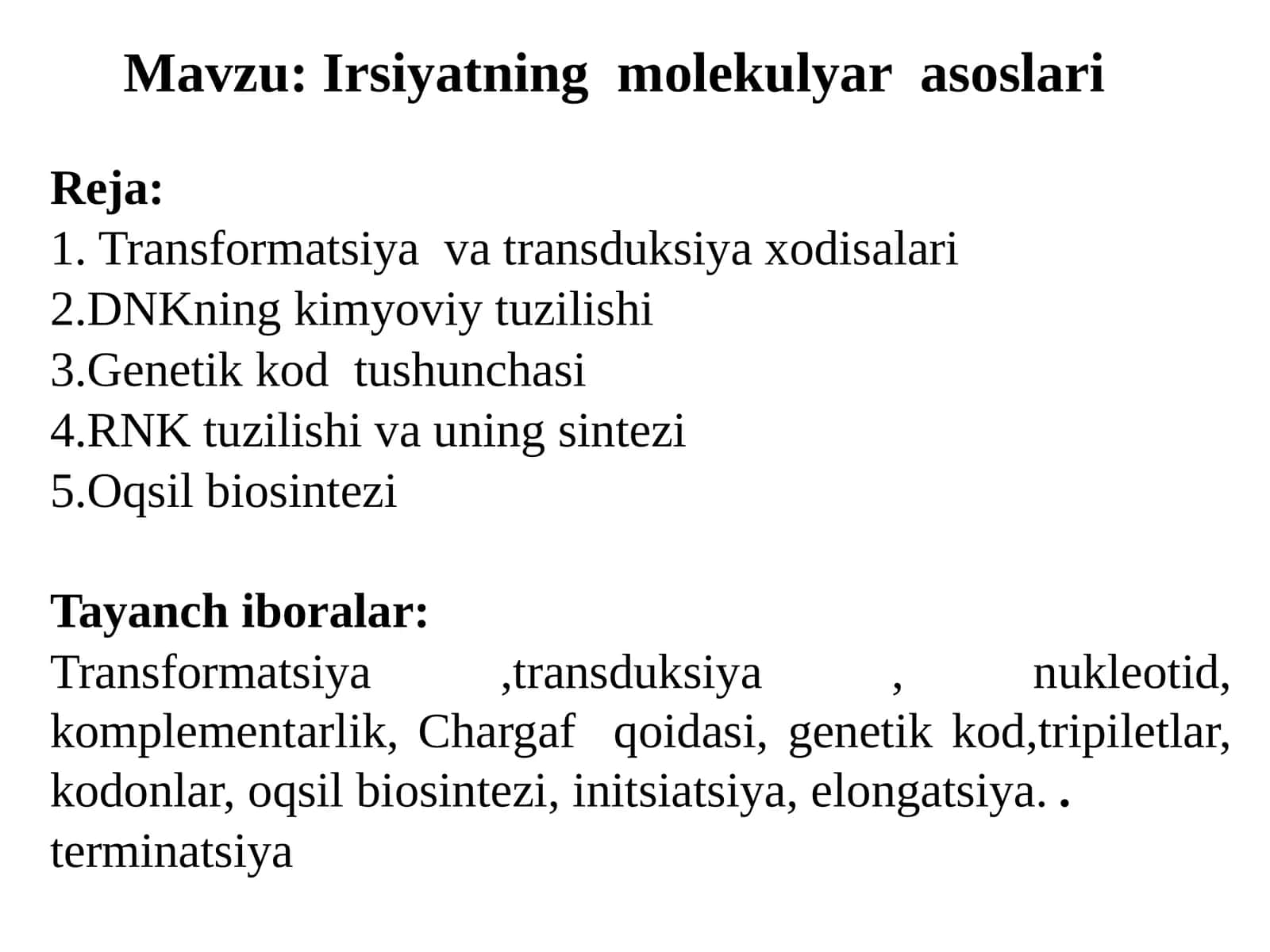 Irsiyatning molekulya rasoslari