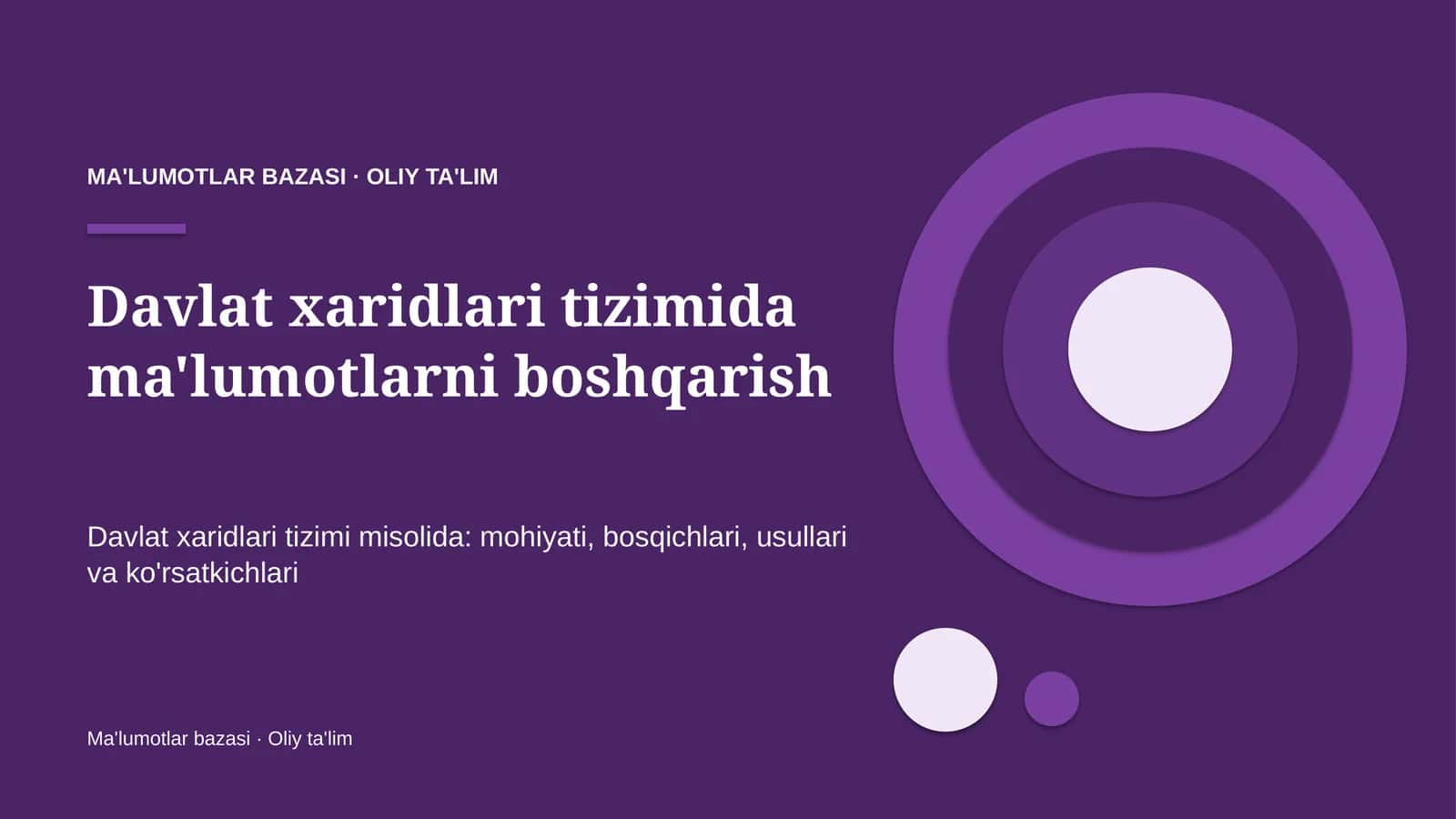 Ma'lumotlar bazasi · Oliy ta'lim