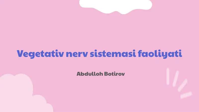 Vegetativ nerv sistemasi faoliyati