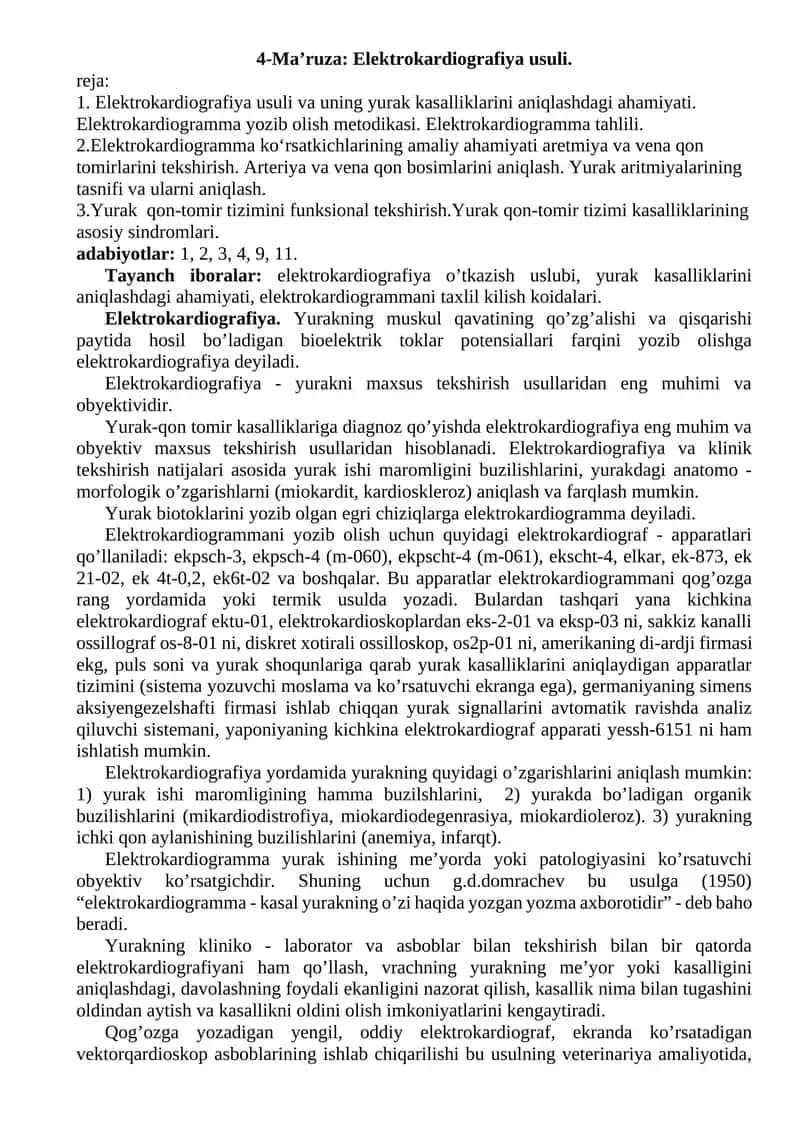 Elektrokardiografiya usuli