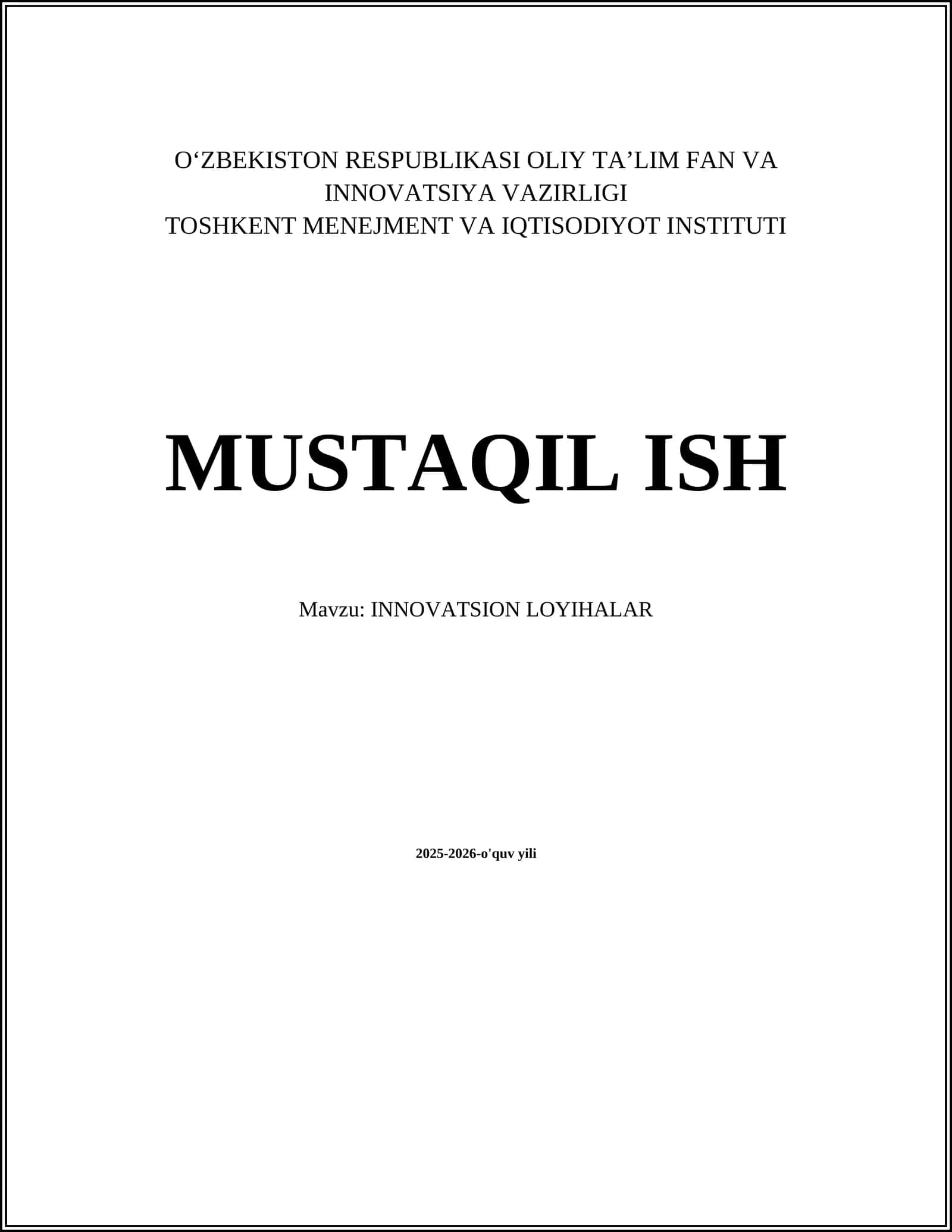 INNOVATSION LOYIHALAR