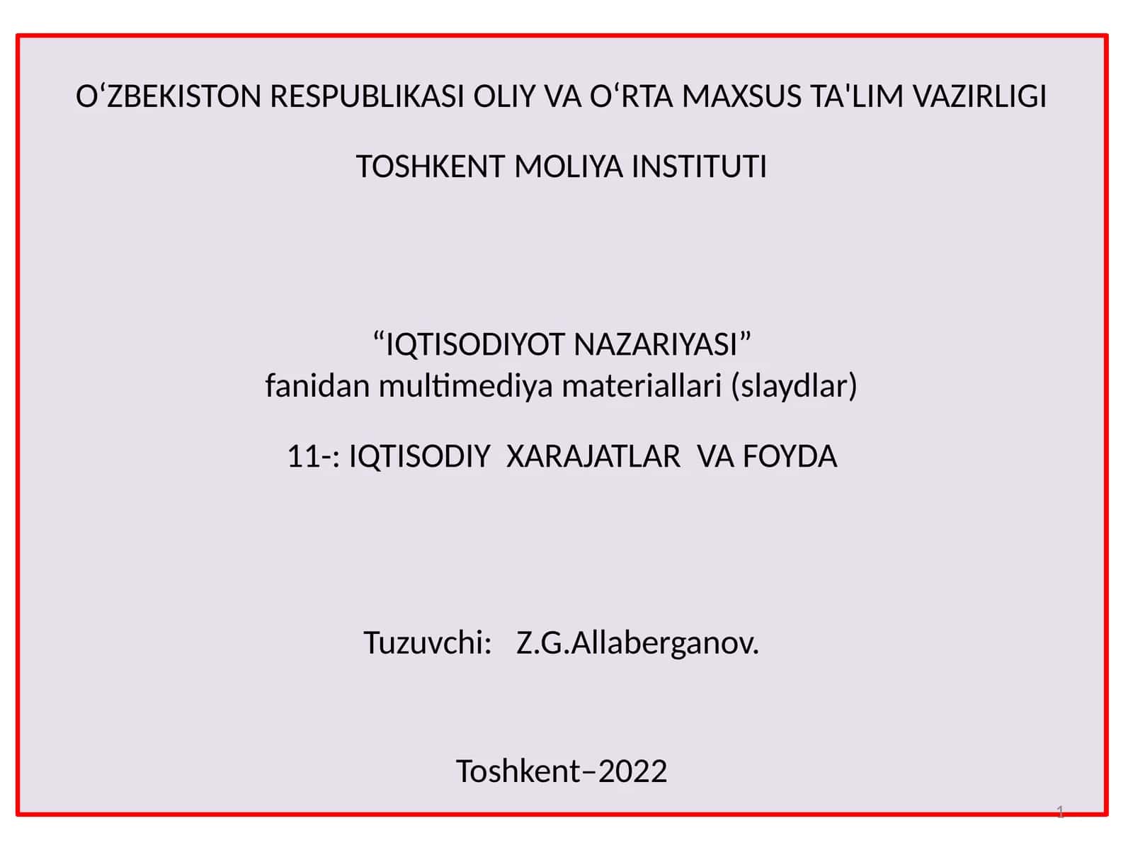 Iqtisodiy xarajatlar va foyda