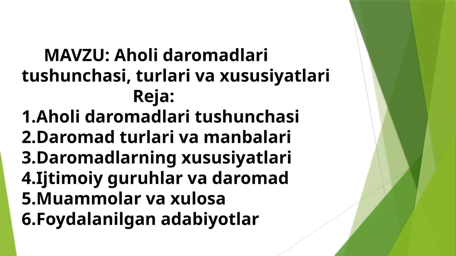 Aholi daromadlari tushunchasi, turlari va xususiyatlari