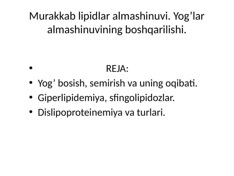murakkab lipidlar almashinuvi