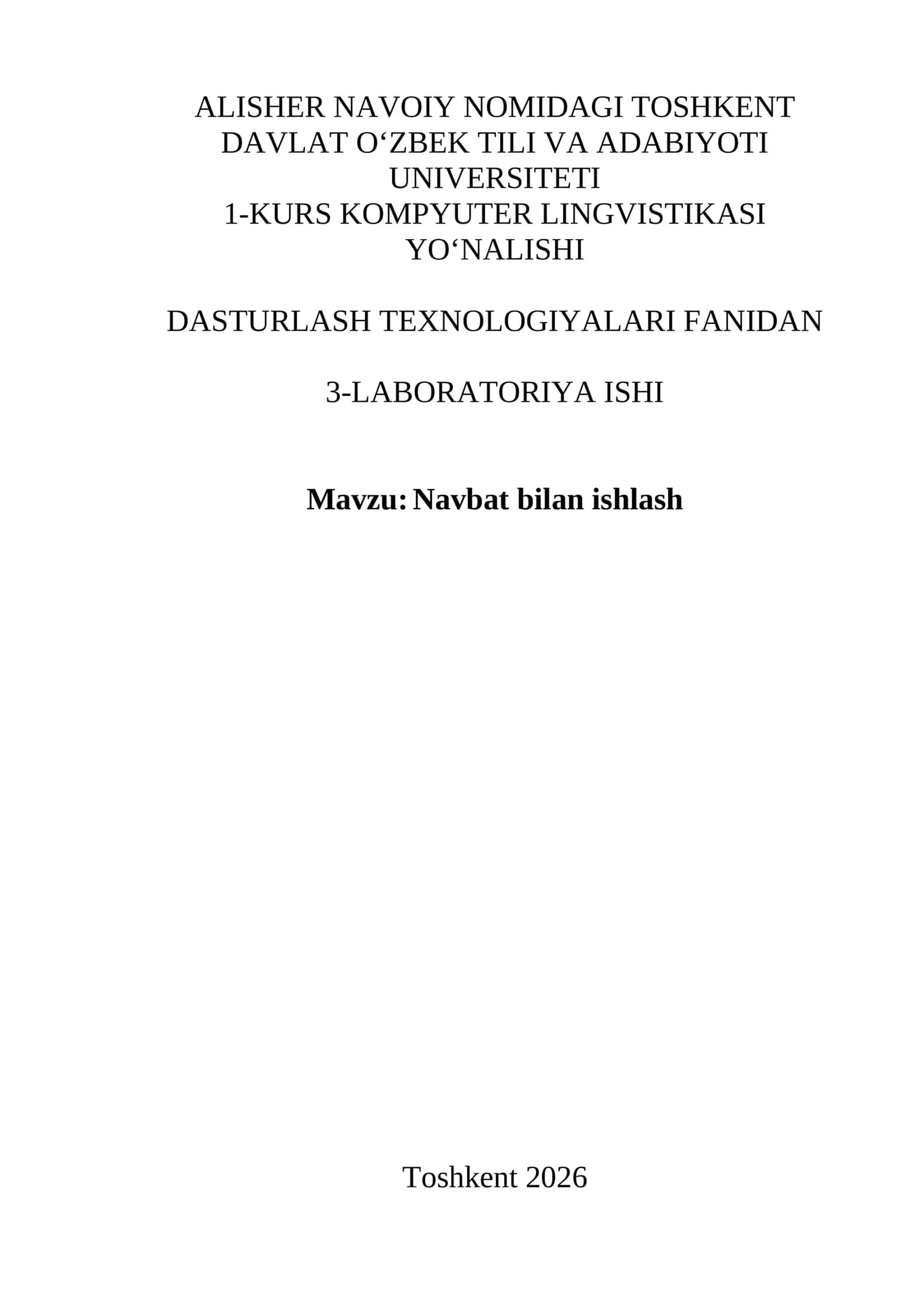 Navbat bilan ishlash Laboratoriya ishi-3