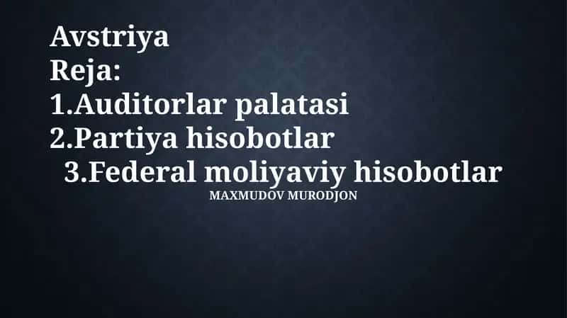 Avstriya rejasiga kirish