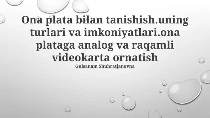Ona plataga analog va raqamli videokarta ornatish