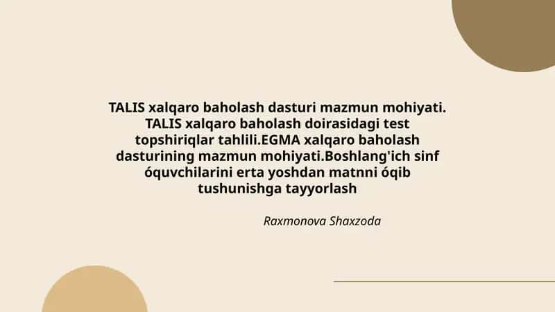 TALIS xalqaro baholash dasturi