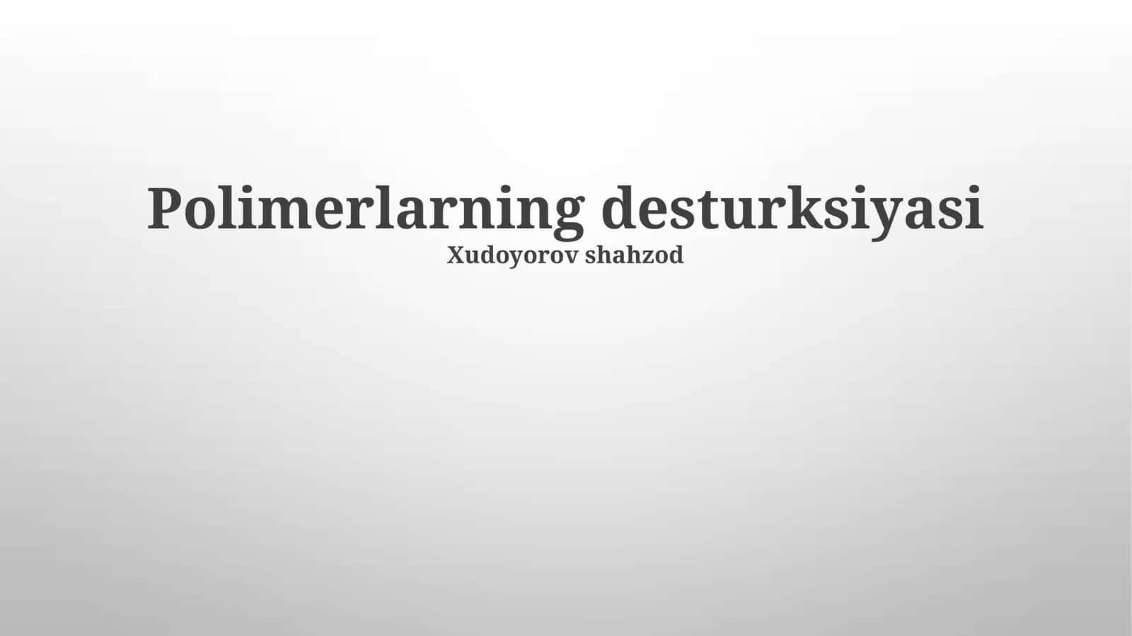 Polimerlarning Degradasiya Turlari