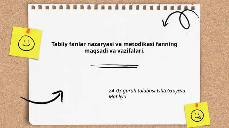 Tabiiy fanlar nazaryasi va metodikasi fanning maqsadi va vazifalari