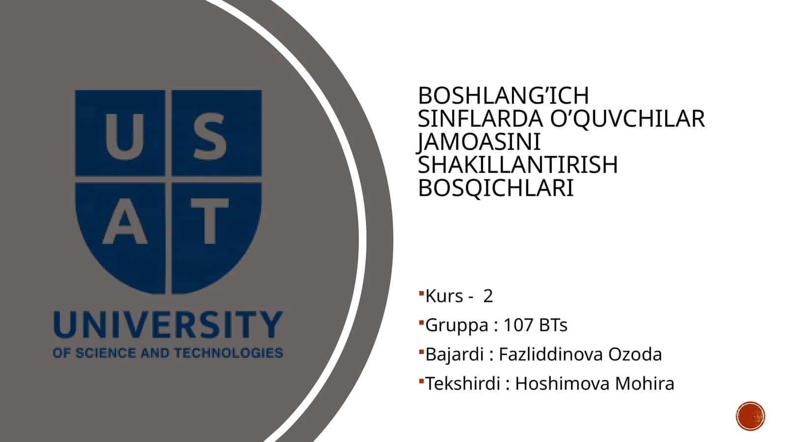 Boshlang’ichsinflardao’quvchilarjamoasinishakillantirishbosqichlari