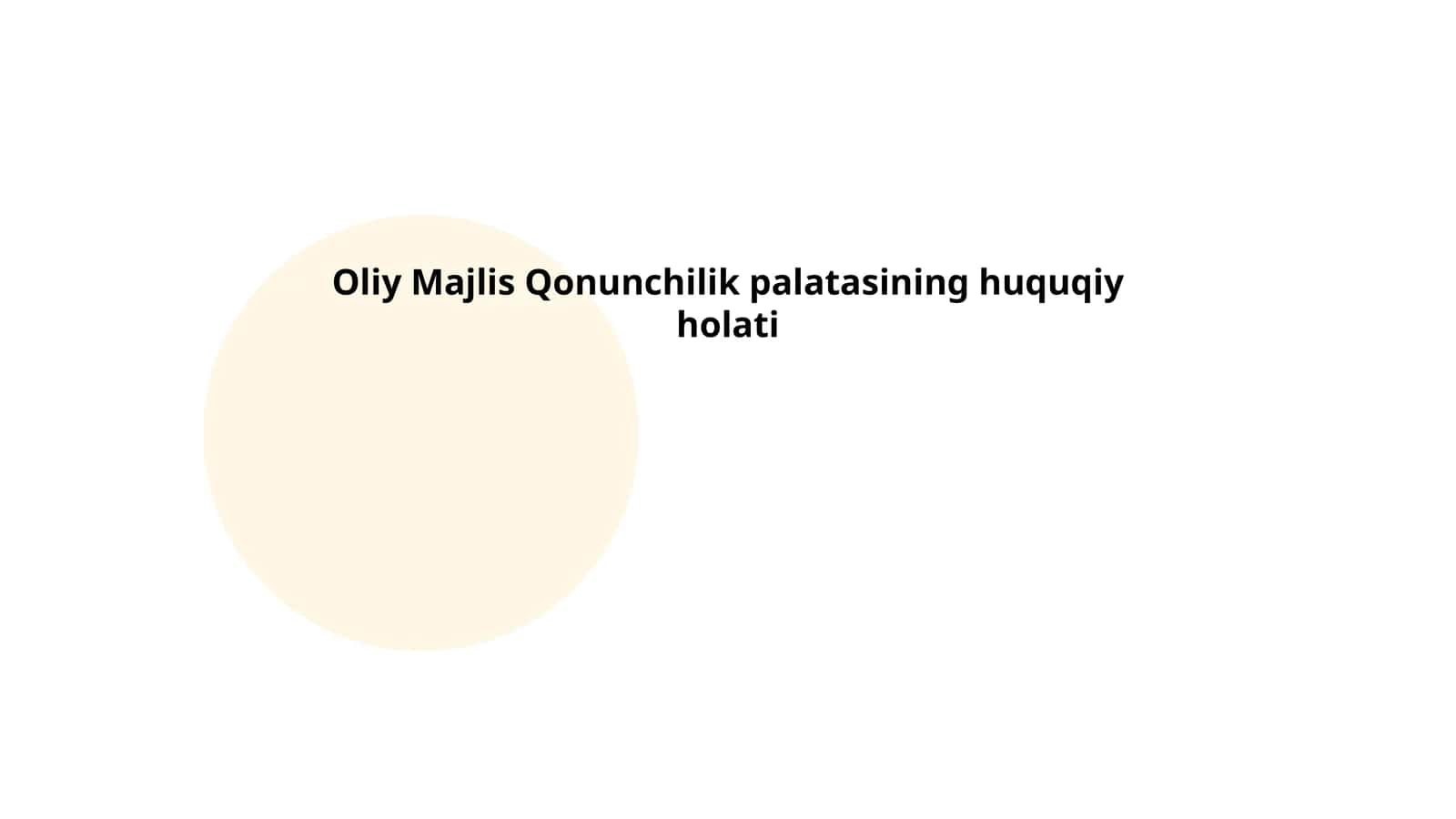Oliy Majlis Qonunchilik palatasining huquqiy holati