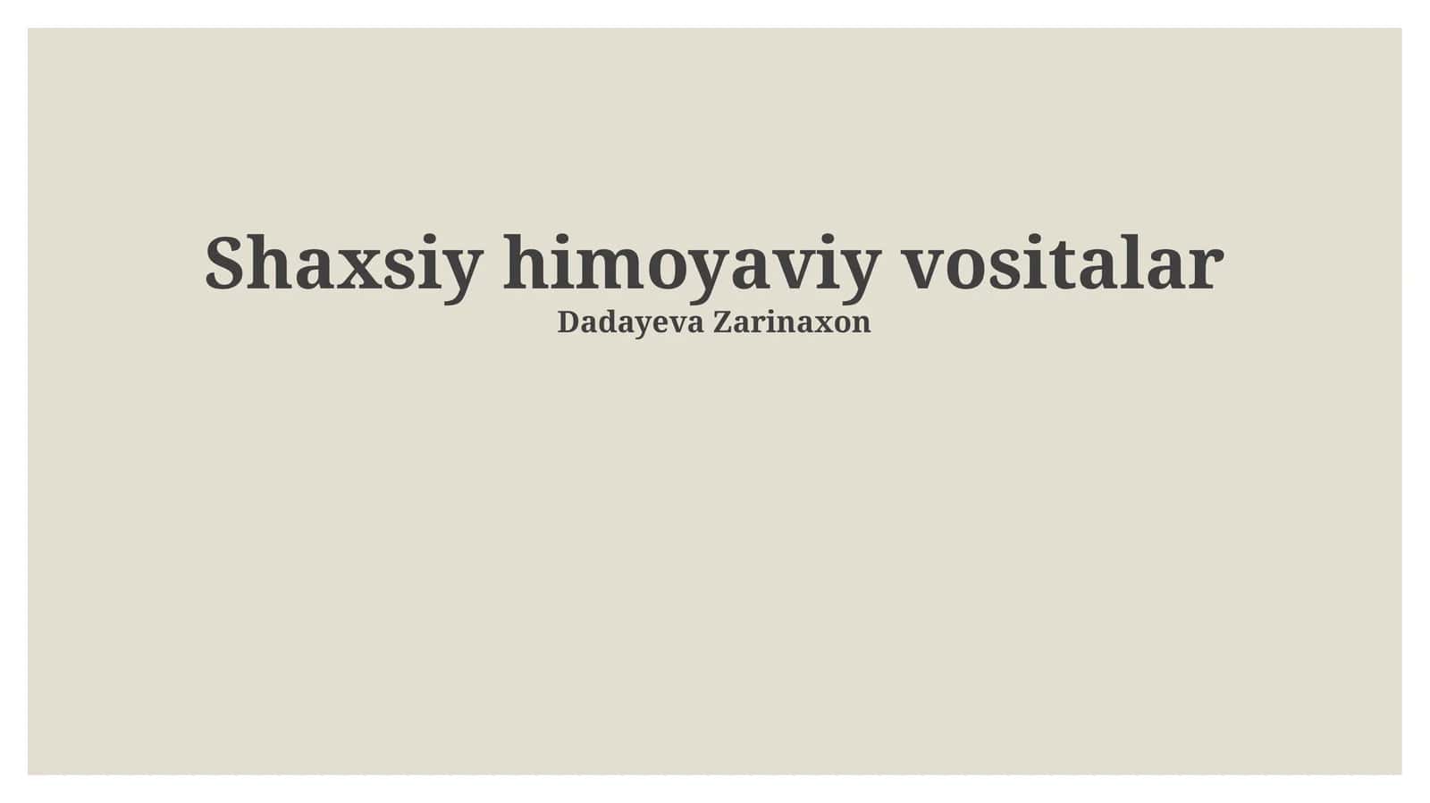 Shaxsiy himoya vositalari