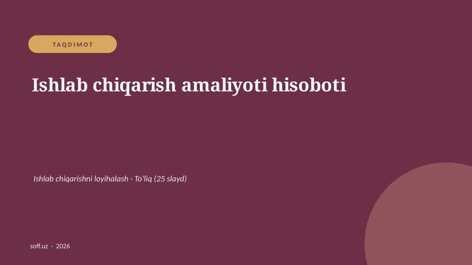 Ishlab chiqarish amaliyoti hisoboti