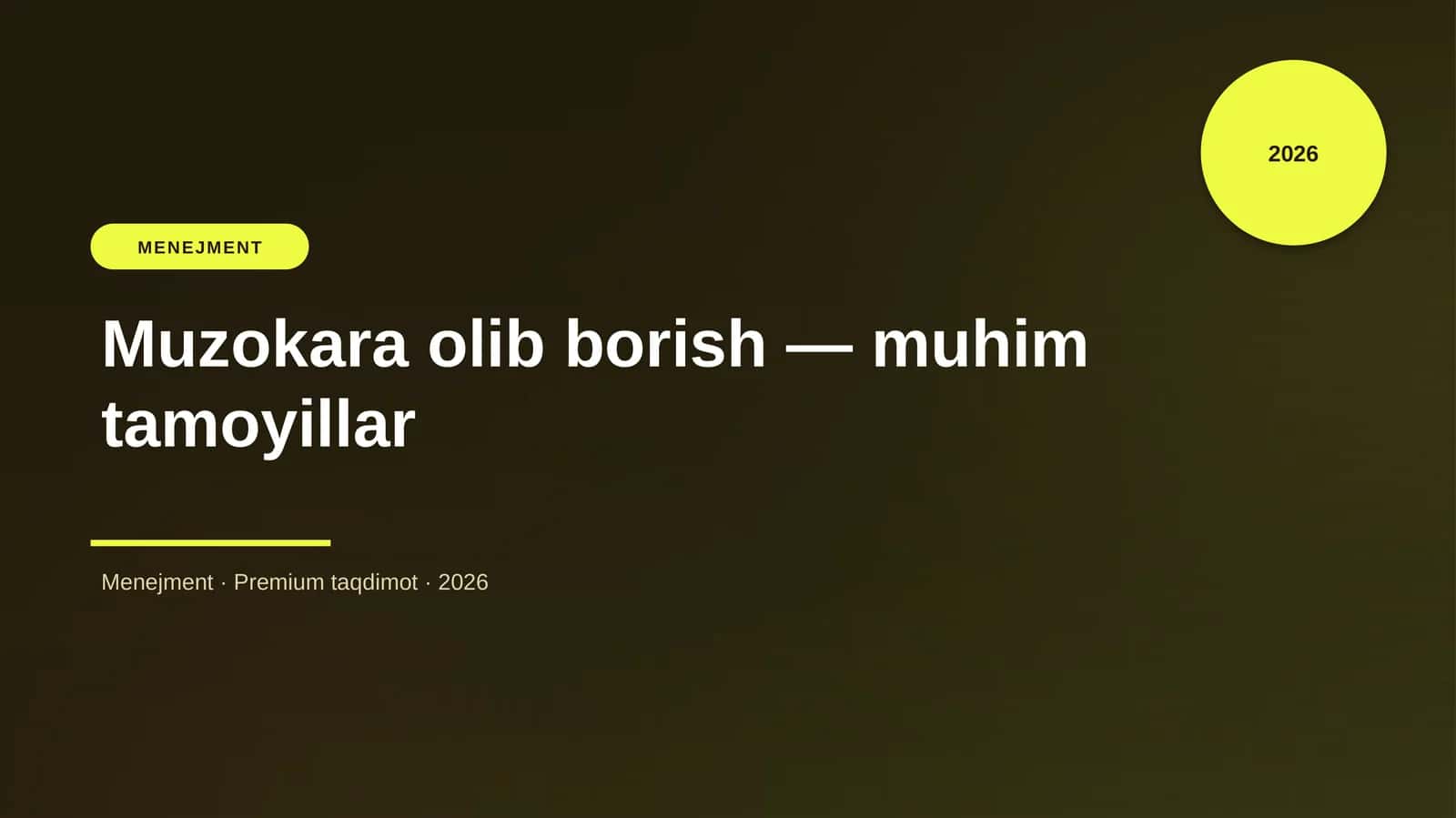 Muzokara olib borish — muhim tamoyillar