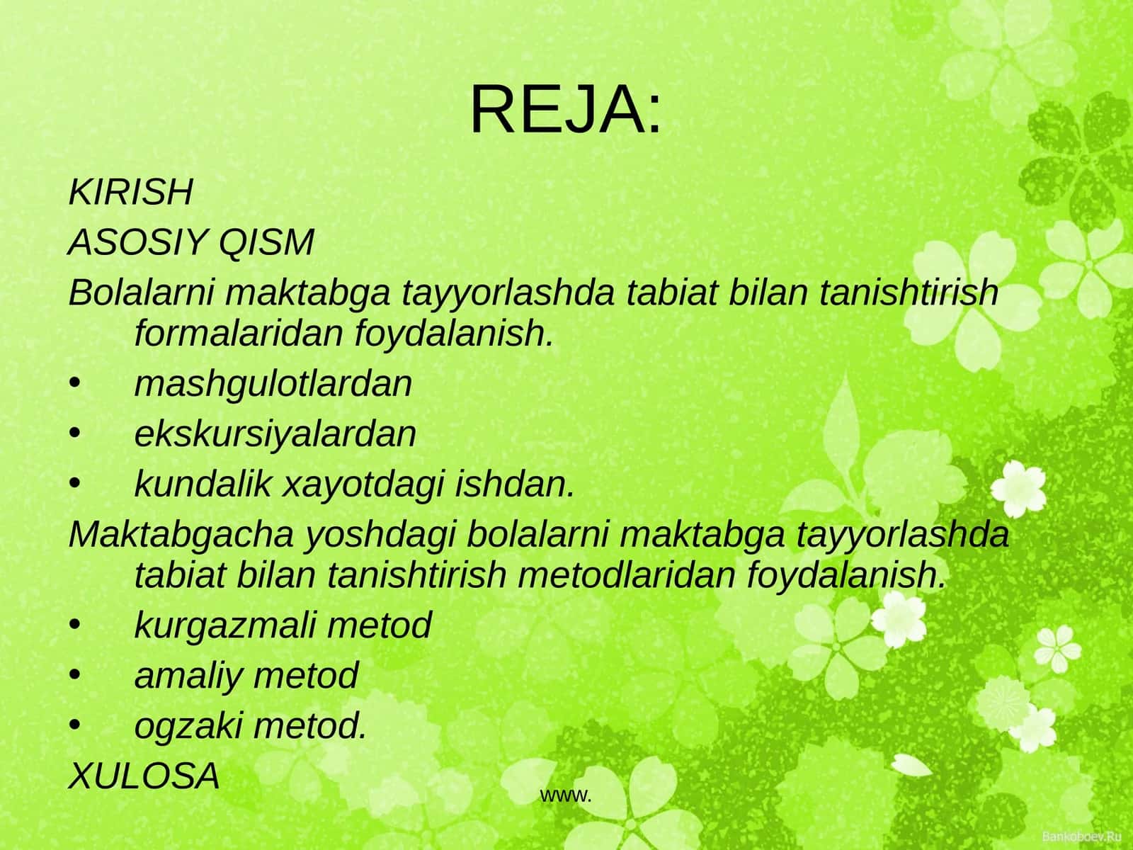 Bolalarni maktabga tayyorlashda tabiat bilan tanishtirish