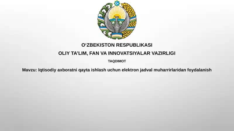 Elektron jadval muharrirlari: Iqtisodiy ma'lumotlarni qayta ishlash