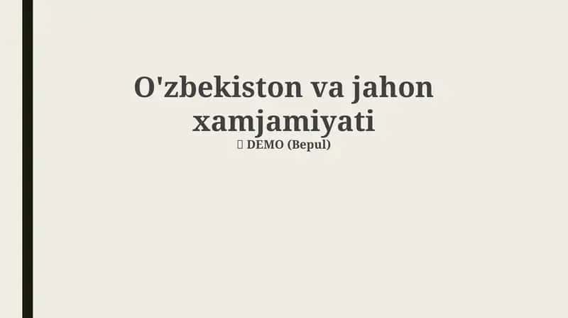 O'zbekiston va jahon xamjamiyati