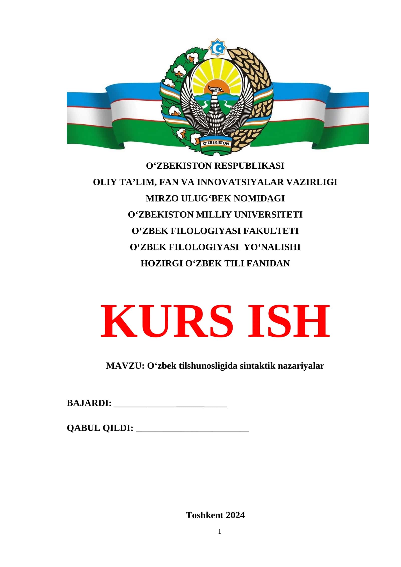 %kurs - O‘zbek tilshunosligida sintaktik nazariyalar 2