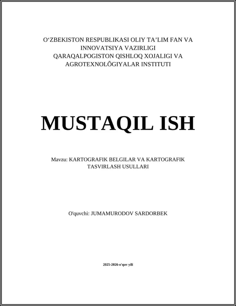 Kartografik Belgilar va Kartografik Tasvirlash Usullari