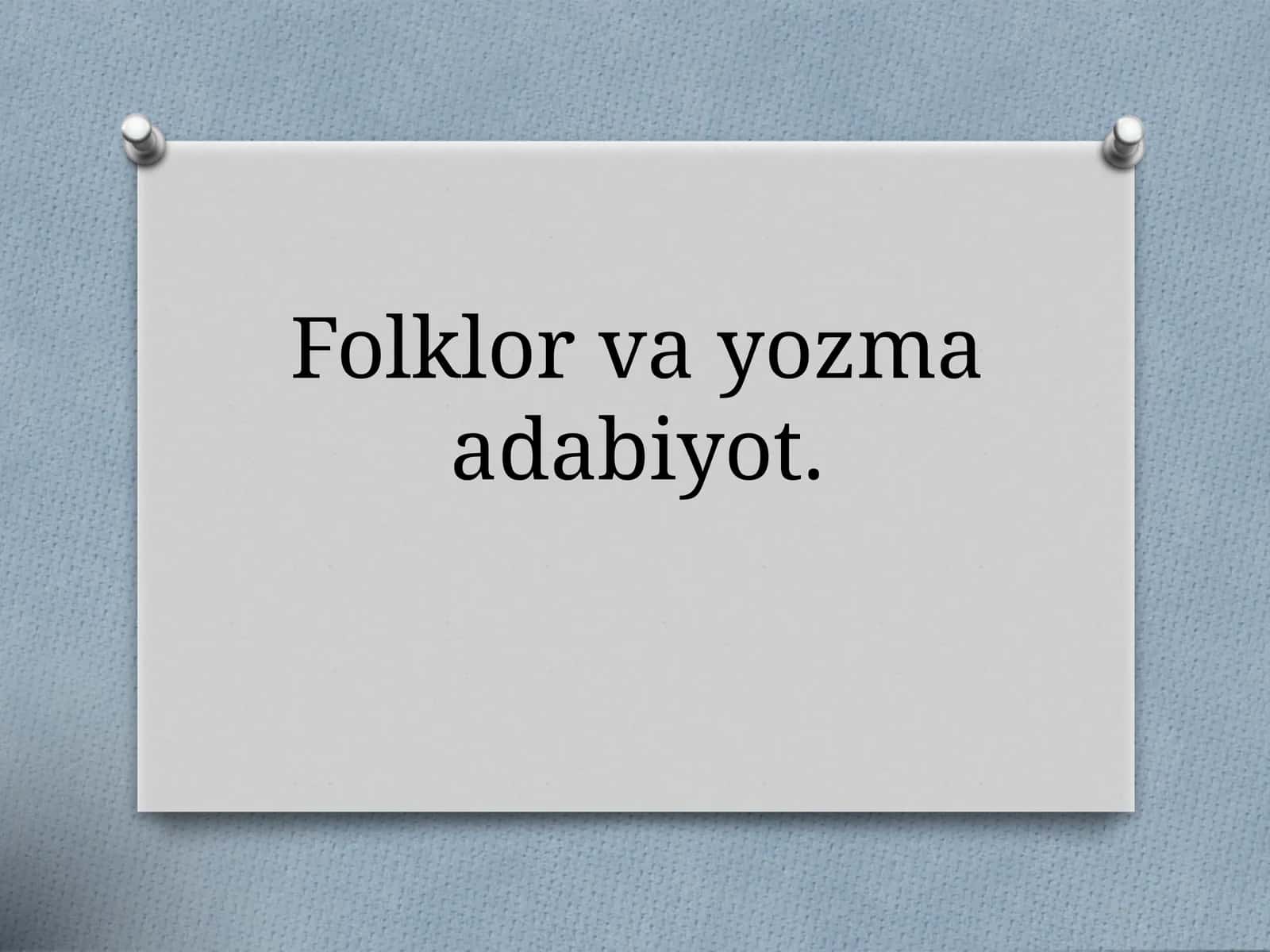 Folklorvayozmaadabiyot