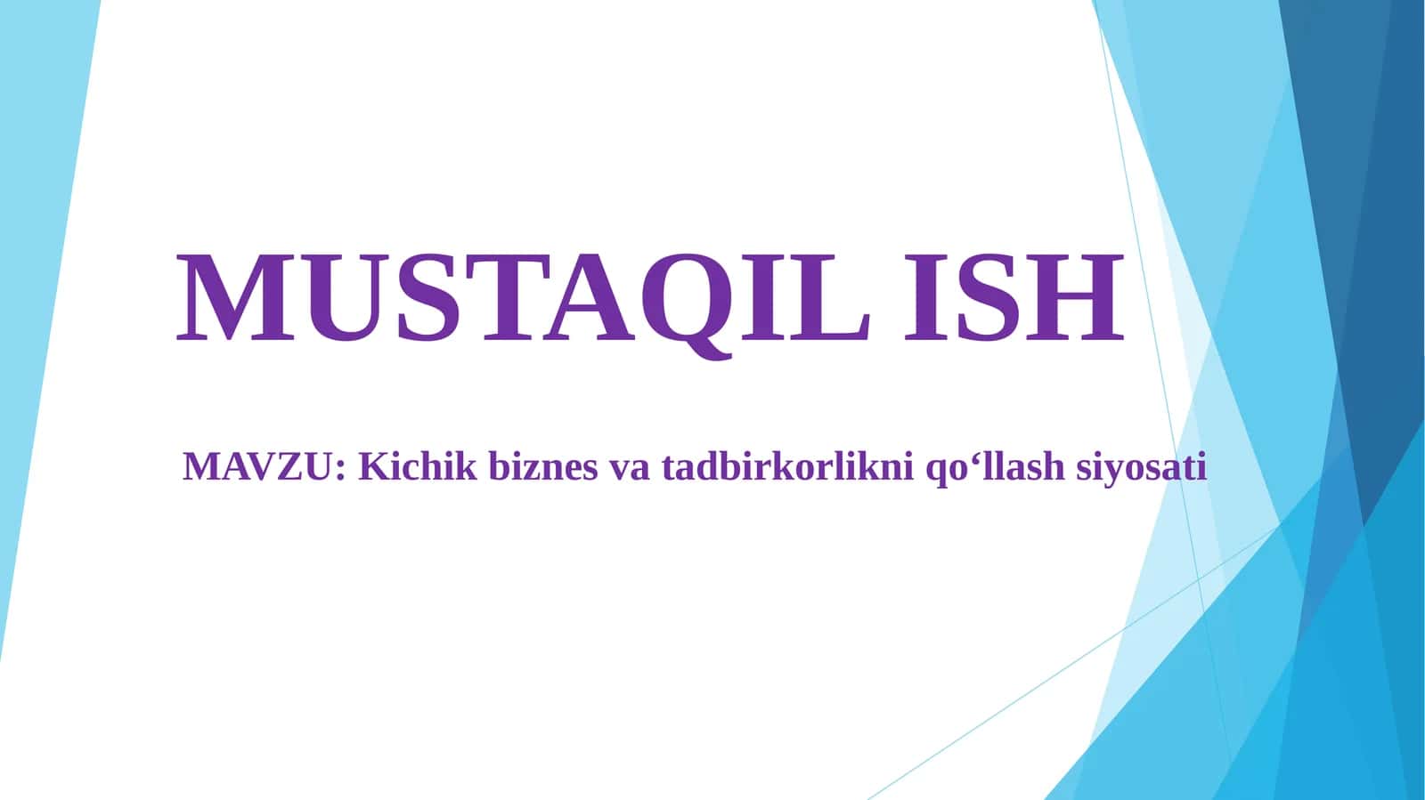Kichikbiznes va tadbir korlikni qo'llash siyosati