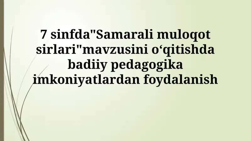 Samarali muloqot sirlari